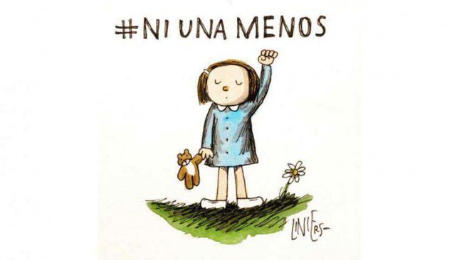 CAMPAÑA #NIUNAMENOS. A las 17 habrá marcha simultánea en todo el país (Ilustración Liniers).